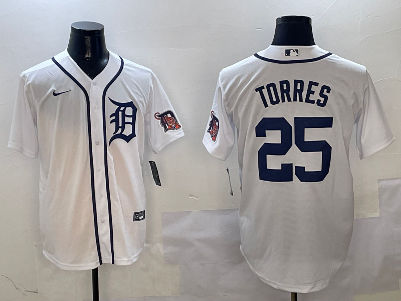 Men's Detroit Tigers Gleyber Torres #25 White Home Jersey